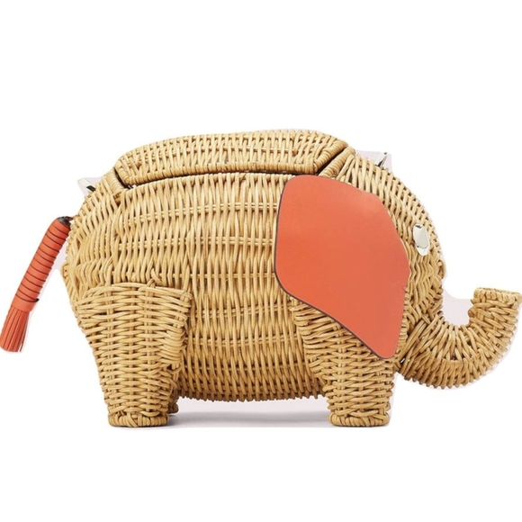 NEW RARE KATE SPADE ELEPHANT WICKER CROSSBODY BSG PURSE - Picture 2 of 9